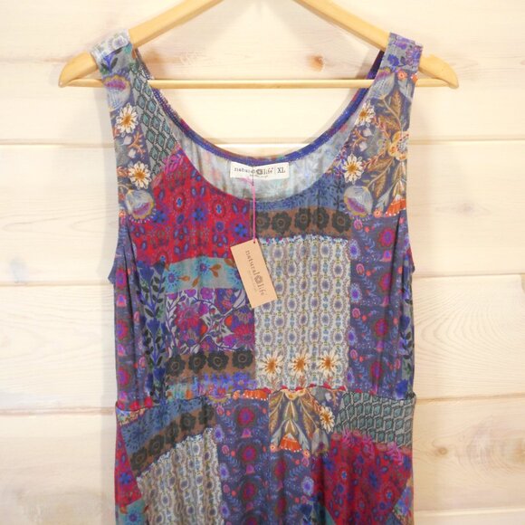 NWT Natural Life Opal ButterSoft Ballet Dress Size XL Patchwork Sleeveless Boho - Picture 3 of 12